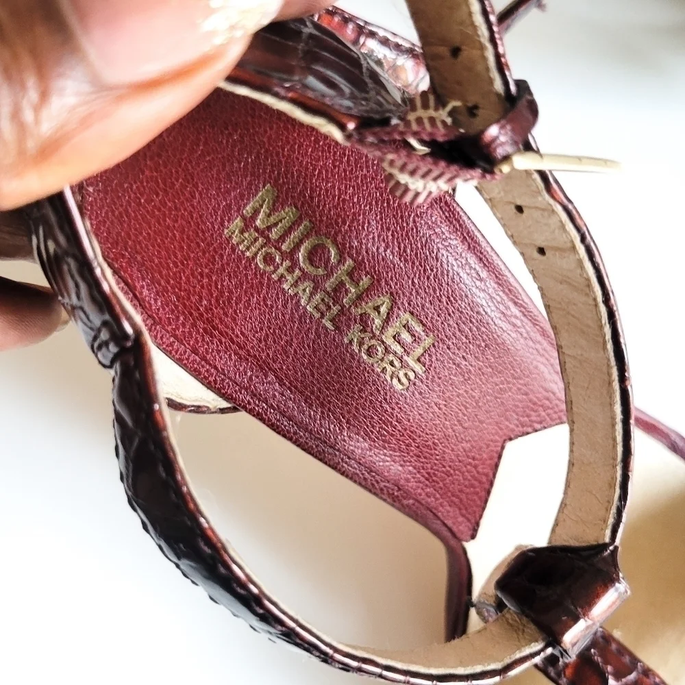 Michael Michael Kors patent maroon sandals